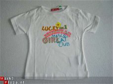 Leuk T-Shirt  Lucky Girl print maat 140  WIT