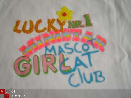 Leuk T-Shirt Lucky Girl print maat 140 WIT - 2