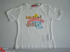 Leuk T-Shirt  Lucky Girl print maat 116  WIT