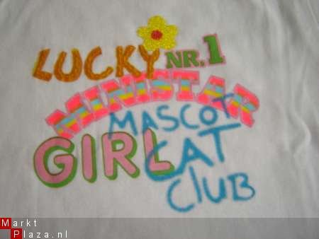 Leuk T-Shirt Lucky Girl print maat 104 WIT - 2