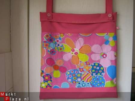 ** Vrolijk gebloemde speelgoedzak/opbergzak (roze of blauw) - nr. 1