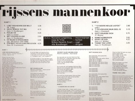 RIJSSEN Mannenkoor (olv Alle Roodbergen) - vinyl LP - 2