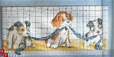 borduurpatroon 3947 schilderij met drie hondjes