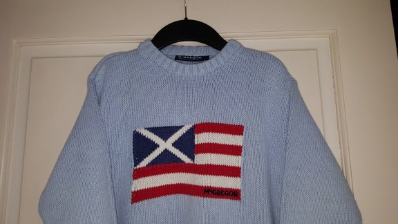 McGregor licht blauwe katoenen trui met VS vlag maat 116 - 2