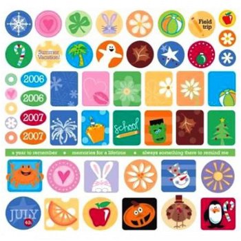 SALE! NIEUW groot Cardstock stickervel Calendar Icons 12 inch van Creative Imagination - 1