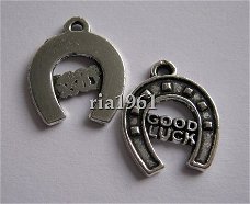 bedeltje/charm dieren : hoefijzer good luck - 17x15 mm