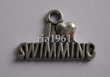 bedeltje/charm sport : i love swimming - 20x15 mm - 1