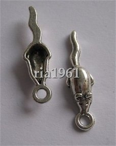 bedeltje/charm dieren : muisje 3 - 24x6 mm