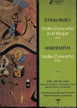 Stravinsky / Hindemith Violin Concerto' s -Ivry Gitlis Harold Byrns/Hubert Reichert- Vinyl LP - 1