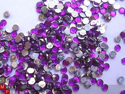 200 1mm NAIL ART PAARS Rhinestones Strass Steentjes PURPLE - 1