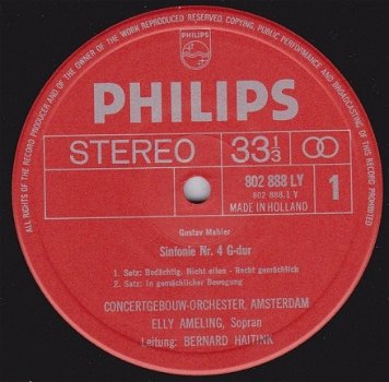 Mahler 4 - Ameling, Concertgebouw Orchestra, Amsterdam, Haitink - Original 60's vinyl - 2