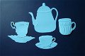 3. koffie servies opleg setje, licht blauw - 1 - Thumbnail