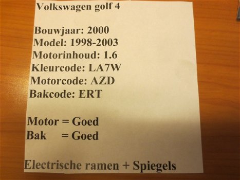 Volkswagen Golf 4 1.6 2000 Plaatwerk Kleurcode LA7W - 6