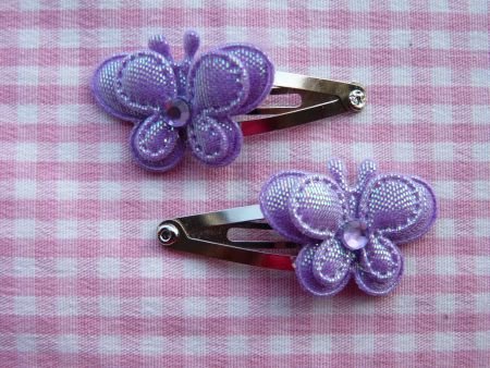 ** Babyhaarspeldjes met parelmoer vlindertje (lila) - nr. 1