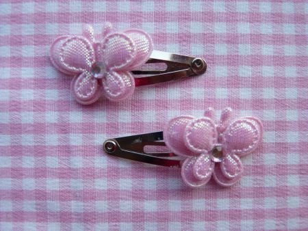 ** Babyhaarspeldjes met parelmoer vlindertje (roze) - nr. 1