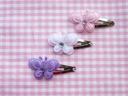 ** Babyhaarspeldjes met parelmoer vlindertje (roze) - Afbeelding 2