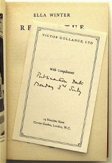 Red Virtue 1933 Ella Winter - Recensie-exemplaar Rusland