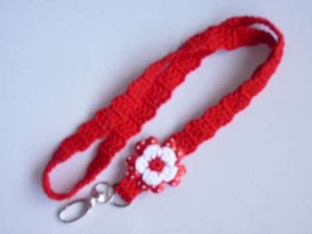 ** Gehaakt keycord polkadot (rood) - 0