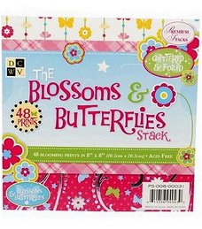 NIEUW Paper Stack Blossoms & Butterflies 48 vel DCWV 8X8"