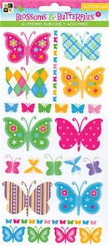 SALE NIEUW glittered rub-ons Blossoms & Butterflies van DCWV. - 1