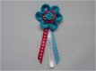 ** Gehaakte broche bloem/lintjes (turquoise) - 0 - Thumbnail