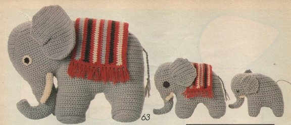 Haakpatroon 1404 drie olifanten - 1