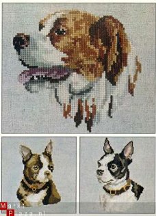 borduurpatroon 4105 drie hondenkoppen