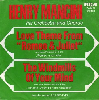 Henry Mancini & His Orchestra : Love Theme From Romeo And Juliet (1969) - 1