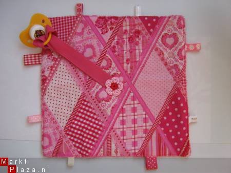 ** Patchwork speendoekje / knuffeldoekje (roze) - 1