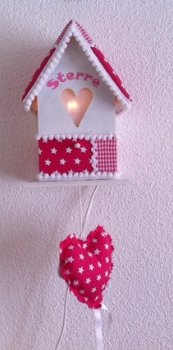 Vogelhuisje met lampje in fuchsia - 1