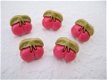 Kersen knoopje ~ 13 mm ~ Fuchsia roze / groen - 1 - Thumbnail