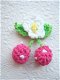 Kersen knoopje ~ 13 mm ~ Fuchsia roze / geel groen - 5 - Thumbnail