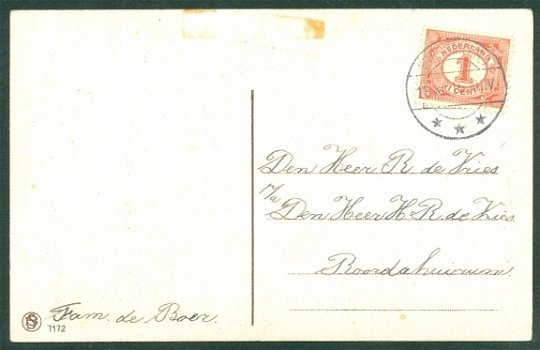 HARTELIJK GEFELICITEERD Krans van hulst met lint, reliëfkaart (Wirdum Fr 1916) - 2