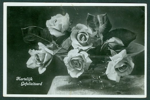 HARTELIJK GEFELICITEERD Schaal met rozen (Amsterdam 1939) - 1