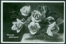 HARTELIJK GEFELICITEERD Schaal met rozen (Amsterdam 1939)