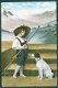 KIND Meisje met hond met berglandschap (Beetgumermolen & Roordahuizum 1911) - 1 - Thumbnail