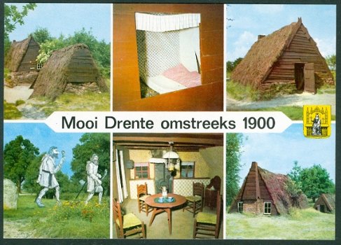 DR DRENTE Mooi omstreeks 1900, plaggenhutten Ellert & Brammert Schoonoord - 1