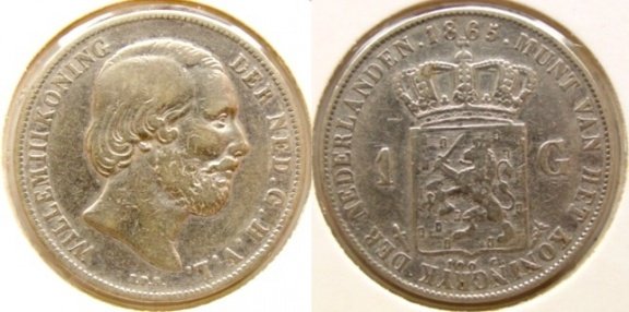 Gulden Willem III 1865 - nr. 1
