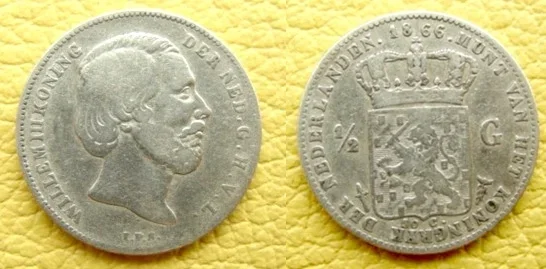 Zeldzame halve gulden Willem III 1866 - nr. 1