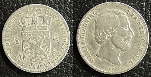 Halve gulden Willem III 1864 - nr. 1