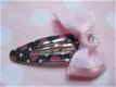 Schattig strikje met een parel hartje met strass ~ 4 cm ~ Zwart - 4 - Thumbnail