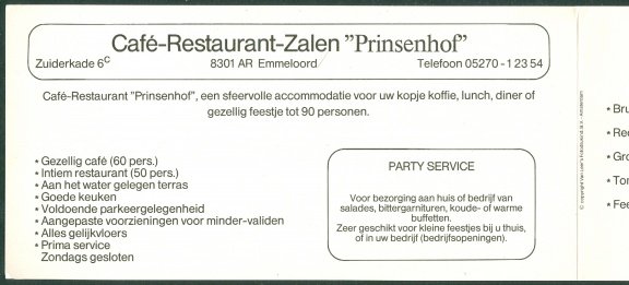 FLE EMMELOORD Café Restaurant Zalen Prinsenhof, 42,8x10,4 cm - 6