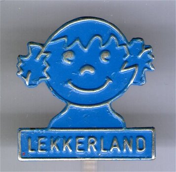 Lekkerland blauw op zilverkleurig speldje ( Boek 1 NR 039 ) - 1