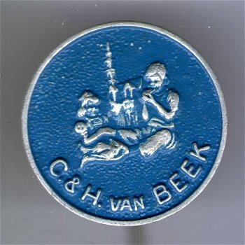 C. & H. van Beek blauw op zilverkleurig speldje ( BOEK 1 NR 093 ) - 1