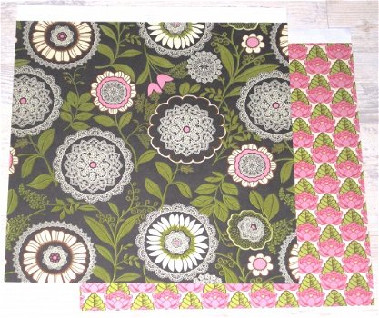 SALE NIEUW vel dubbelzijdig flocked scrappapier 6 Lacework Amy Butler Tea Box van K&Company - 1