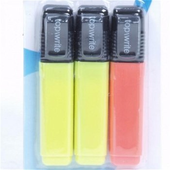 Stiften, markeer 3 delig kleur Blisterverpakking met 3 markeerstiften. Twee verschillende kleuren. - 1