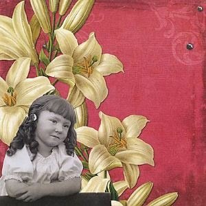 SALE NIEUW vel scrappapier Vintage Collage 8 Flower Girl van DCWV - 1