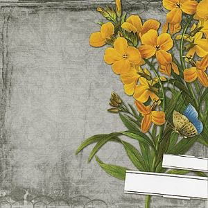 SALE NIEUW vel scrappapier Vintage Collage 23 Yellow Flowers van DCWV - 1