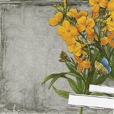 SALE NIEUW vel scrappapier Vintage Collage 23 Yellow Flowers van DCWV