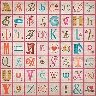 SALE NIEUW vel gloss scrappapier Type Of Art 10 Alphabet/Number Blocks van DCWV - 1